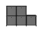 Scaffale A Cubo Con 5 Scatole Nero 103X30X72,5 Cm In Tessuto