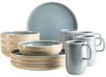 Frühstücks-Geschirrset MÄSER CANDY, aus Steinzeug, blau, 12 Stk., Steinzeug, Geschirr-Sets, Geschirr-Set, Service