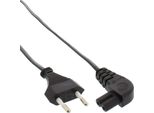 Inline® 16654G Netzkabel, Netzstecker Auf Euro 8 C7 Stecker, Gewinkelt, 2,0M