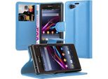 Cadorabo Custodia Per Sony Xperia Z1 Compact Custodia Protettiva In Blu Custodia Per Cellulare Custodia Cover Chiusura Magnetica