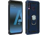 Avizar, Custodia Ibrida Per Cellulare Con Supporto Ad Anello Per Samsung Galaxy A40, Blu Scuro