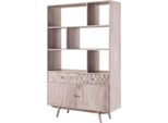MASSIVMOEBEL24 | Scaffale In Legno Di Acacia 115X42X185 Bianco Laccato Mosayk #204