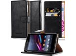 Cadorabo Cover Per Sony Xperia Z Cover Protettiva In Nero Cover Telefono Cellulare Cover Libro Custodia Custodia