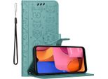 Cadorabo Custodia Per Samsung Galaxy A20S Custodia Protettiva In Verde Custodia Per Cellulare Cover Etui Custodia Libretto Cani Gatti