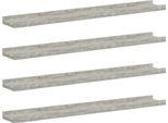 Vidaxl Mensole A Muro 4 Pz. Grigio Cemento 80X9X3 Cm