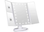 Intirilife Specchio Per Il Trucco Con Led - Specchio Illuminato Per Il Trucco Specchio Da Tavolo Per Il Trucco Pieghevole Bianco