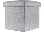 Intirilife Sgabello Pieghevole 30X30X30 Cm In Fels Grey - Cubo Di Seduta Con Vano Portaoggetti E Coperchio In Tessuto Con Incavi - Cubo Di Seduta Poggiapiedi Scatola Portaoggetti Sgabello A Forma Di Cassapanca
