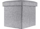 Intirilife Sgabello Pieghevole 38X38X38 Cm In Fels Grey - Cubo Di Seduta Con Vano Portaoggetti E Coperchio In Tessuto Con Incavi - Cubo Di Seduta Poggiapiedi Scatola Portaoggetti Sgabello A Cassapanca