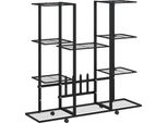 Vidaxl Portafiori Con Rotelle 94,5X24,5X91,5 Cm Ferro Nero