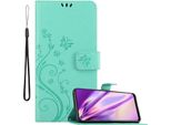 Cadorabo Cover Per Oneplus Nord N200 5G Cover Protettiva In Turchese Cover Protettiva Cover Telefono Cellulare Cover Fiori Custodia Fiore