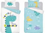 Detexpol Biancheria Da Letto Little Dino Blu Cotone, 100/135, 40/60 Cm