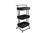 Intirilife Carrello A 3 Livelli In Nero - 42 X 37 X 85,5 Cm - Carrello Portavivande Con Maniglia Carrello Portaoggetti Per Cucina Bagno Ufficio Ecc.