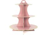 Intirilife Etagere In Cartone A 3 Livelli In Rosa - 30 / 24,5 / 18,5 X 33 Cm - Alzata Per Dolci In Cartone, Alzata Per Cupcake Alzata Per Cupcake Da Assemblare Da Soli