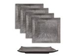 Intirilife 4X Piatto Da Portata Per Sushi In Porcellana Nera - 26 X 23,4 X 3,8 Cm - Piatti Da Portata Per Sushi Giapponese Fatti A Mano Rettangolare