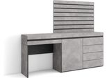 Tavolo Da Toeletta, 177X35X145Cm, Con Cassetto, Cassettiera, Pannelli Decorativi, Cemento