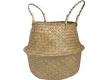Intirilife Cesto Per La Pancia In Seagrass Intrecciato Con Manico -34,5 X 28 Cm- Cesto Pieghevole Intrecciato, Cesto Per Riporre I Giocattoli, Cesto Per Piante Con Manici, Cesto In Seagrass, Cesto Per Scaffali, Cesto Per La Biancheria, Cesto Naturale