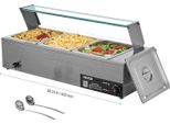 Vevor Scaldavivande Commerciale (3 Contenitori Da 1/2), Scaldavivande Elettrico In Acciaio Inox Da 1,5 Kw Con Coperchio In Vetro E Mestolo Per Zuppa, Scaldavivande Per Catering, Ristorante E Party