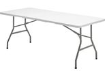 Tavolo Rettangolare Pieghevole Multifunzionale In Hdpe, Portatile, Robusto, Versatile, 244 X 76 X 74 Cm. Colore Bianco