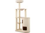 Costway Tiragraffi 151Cm, Albero Per Gatti Tiragraffi Con Grotta Per Gatti A 2 Livelli & Amaca & Tiragraffi In Sisal Mobili Per Gatti Albero Da Arrampicata Natura