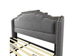 Letto Imbottito Flieks 160X200Cm Con Usb E Type-C, Letto Contenitore Letto Matrimoniale Con 4 Cassetti E Led, Letto In Legno Letto Giovanile Con Rete A Doghe, Velluto, Grigio