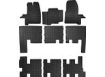 Tappetini Auto In Gomma Adatto Per Ford Transit Custom Fl (2017-2021, Van, Automatico 3 File) Neri, Set 9 Pz, Con Fissaggi