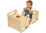 Tavolo Di Attività E Sedia Didattica Montessori Per Bambini - Set In Legno, Regolabile In Altezza - Giocattolo Educativo Per Bambini Piccoli E In Età Prescolare