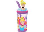 Tataway Disney Tazza Di Plastica Viola Per Bambine Principesse Cenerentola Rapunzel Belle Ariel Bella Addormentata 360 Ml Con Cannuccia E Figura 3D Del Personaggio