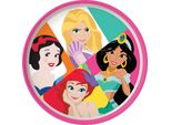 Tataway Disney Piatto Di Plastica Bianco E Rosa Per Bambine Principesse Biancaneve Ariel Jasmine Rapunzel Con Base Antiscivolo