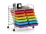 Carrello Costway, Carrello A Cassetti Con 12 Cassetti, Struttura In Metallo E Ripiano, Carrello Portaoggetti Per Bagno, 64X38X62Cm, Colorato