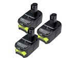 Batteria Di Ricambio, Batteria Al Litio Da 6,0 Ah, 18 V Lunga Durata E Ricarica Rapida, Compatibile Con Gli Utensili Ryobi, 3 Pezzi Da 6,0 Ah