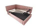 Letto Imbottito Flieks 90X190Cm Con Contenitore, Divano Letto Daybed Con Testata Regolabile, Letto Daybed Per Bambini Letto Per Ragazzi Con Rete A Doghe, Velluto, Rosa