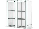 Serra Con Tetto Pentagonale A Doppia Porta, Ripiani, Serra In Film D'acciaio Resistente All'inverno, Serra Per Balcone, Giardino, Casa Per Pomodori 144 X 48 X 152 Cm, Serra Per Pomodori, Ortaggi, Bianco Aosom