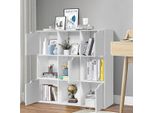 Scaffale Portaoggetti Con 9 Scomparti Con Ante Libreria Autoportante In Legno-Bianco