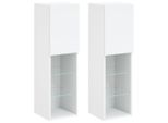 Syfax™ Mobili Porta Tv Con Luci Led 2 Pz Bianchi 30,5X30X102 Cm