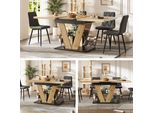 Tavolo Da Pranzo Allungabile Sweiko (110 X 80 X 75 Cm), Tavolo, Tavolo Da Cucina, Tavolo Allungabile, Allungabile Fino A 140 Cm, Adatto Per Cucina E Soggiorno, Piano Del Tavolo Con Venature Del Legno