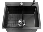 Lavello Da Cucina, Acciaio Inox, Design A Due Fori, Nero