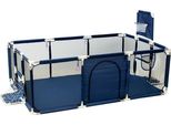 Parco Giochi, Design Pieghevole, Ambiente Sicuro, Blu 2 Porte