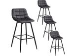 Set Di 4 Sgabelli Da Bar - Sgabelli Alti Da Bar - Struttura In Velluto E Metallo - Altezza Seduta 64 Cm - Poggiapiedi - Piedini Regolabili - Portata 120 Kg - Grigio Scuro