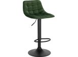 Sgabello Da Bar In Velluto - Regolabile In Altezza, Girevole - Schienale E Poggiapiedi - Altezza Seduta 59,5-81 Cm - Portata 100 Kg - Verde Scuro