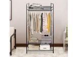Fativo Appendiabiti In Metallo, 79X36X161 Cm, Appendiabiti Con 1 Asta E 3 Ripiani, Fino A 50 Kg