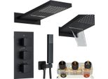 Set Doccia Da Incasso Ari Nero Con Termostatico - Soffione A Cascata, Sistema Box, Miscelatore Termostatico
