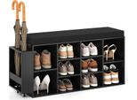Costway Panca Per Scarpe A 10 Scomparti Con Portaombrelli E Sedile, Scarpiera Con Ripiani Regolabili E Rimovibili, Panca Per Scarpe, Nero