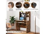 Costway 89X50X138 Cm Scrivania Con Bacheca Magnetica, Piccola Scrivania Per Computer Con Piano, Vassoio Per Tastiera E Ripiano Regolabile, Tavolo Per Pc, Marrone