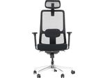 Sedia Da Ufficio Girevole Ergonomica Xelo/M, Base Cromata, Braccioli Regolabili, Seduta Scorrevole (Avanti-Indietro), Nero