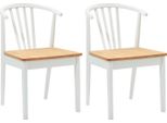 Vidaxl Sedia Da Pranzo 2 Pezzi Bianco E Naturale Legno Di Gomma Massiccio