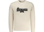 Felpa Da Uomo Beige In Cotonelogico Con Stampa E Scollo Rotondo