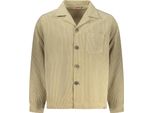 Camicia Da Uomo In Velluto A Maniche Lunghe Beige – Design Elegante Con Taschino Sul Petto