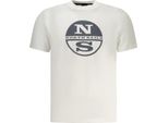 T-Shirt Da Uomo A Maniche Corte Bianca Con Scollo Rotondo E Stampa