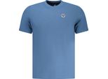 T-Shirt Blu Da Uomo Con Collo Rotondo E Logo Applicato, Maniche Corte