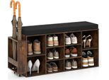 Costway Panca Per Scarpe A 10 Scomparti Con Portaombrelli E Sedile, Scarpiera Con Ripiani Regolabili E Rimovibili, Panca Per Scarpe, Marrone